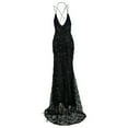 thumbnail image 6 of Ohufall Maxi Dress Wedding Guest Dresses for Women, Sleeveless Sequin Sexy V-Neck High Slit Party Ball Gown Full Dress, Cocktail Dress for Women, 6 of 6