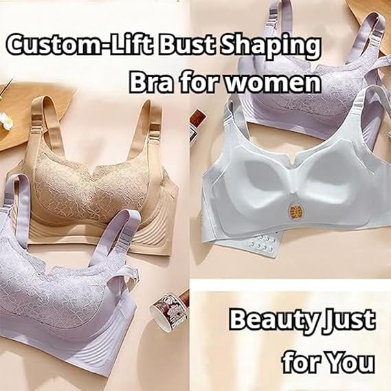 Custom-Lift Bust Shaping Bra, Full Coverage Wireless Comfy Push up Bras, Powerful Lifting & Shaping Bra for Women Daily(Black,Large)