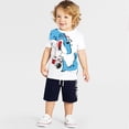 thumbnail image 6 of KPOPLK Toddler Baby Boy Clothes Summer Short Sleeve T Shirt and Shorts Cute Infant Baby Boy Outfits Clothing Set Size 4-5 Years,White, 6 of 7