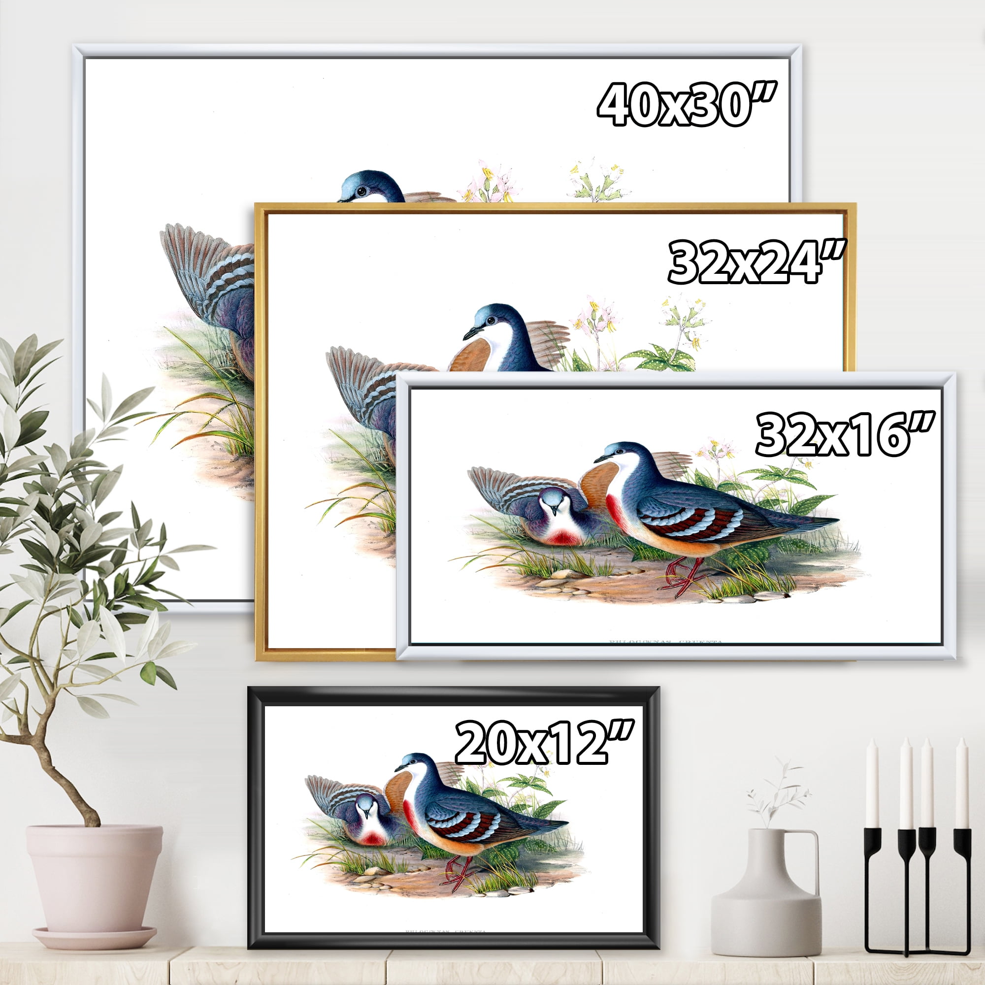 Designart 'Ancient Birds In The Wild IV' Traditional Framed Canvas Wall Art Print