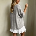 thumbnail image 5 of YuXingFu Maxi Dress Plus Size Mid-Length Scoop Neck Plus Size Womens Dress Long Sleeve Pleated Casual Summer Gray XXL, 5 of 7