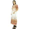 thumbnail image 3 of Bimba Women V-neck Printed Kaftan Kimono Cotton Maxi Drawstring Caftan Night Dress, 3 of 6