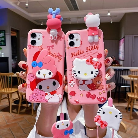 My Melody Hello Kitty For Samsung Galaxy S7 Edge S8 S9 S10 S20 S21 S22 S23 Plus Ultra S21FE Note 9 10 Case Case With Holder Rope
