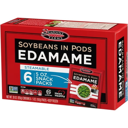 Seapoint Farms Frozen Edamame Soybeans in Pods, 30 oz with 6 Snack Packs