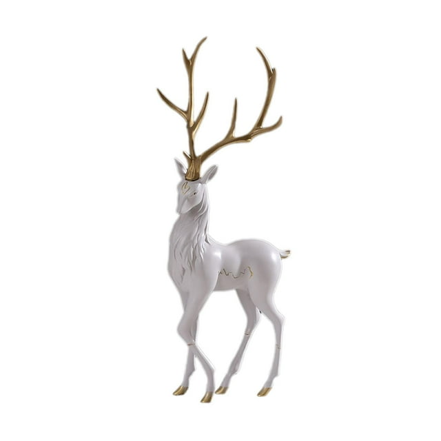 Figura de alce Escultura animal Colección de resina Adorno decorativo de escritorio para Blanco de pie