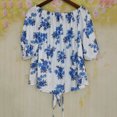 thumbnail image 6 of HongQid Women's Off Shoulder Top Floral Long Sleeve Blouse Casual Loose Shirts, 6 of 7