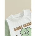 thumbnail image 6 of FEORJGP Toddler Baby Boys 2-piece Outfit 0-3Y Infant Short Sleeve T-shirt Crew Neck Shirt Letters Cartoon Shamrock Print Tops with Long Pants Newborn Loose Casual Summer Outfit, 6 of 8
