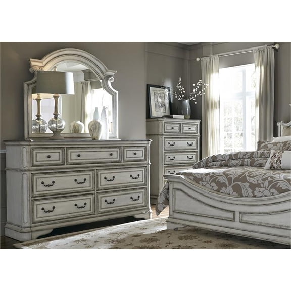 Magnolia Manor White Dresser & Mirror
