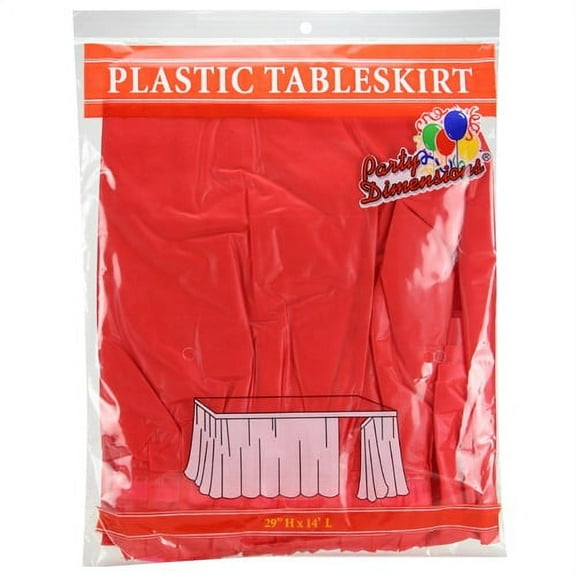 Party Dimensions Red Party Plastic Disposable Table Skirt Size 29" x 14"