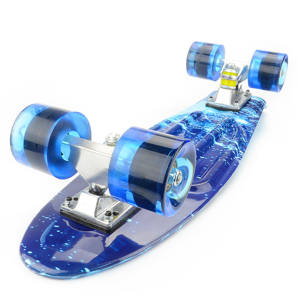 BELEEV Skateboard 22 inch Complete Mini Cruiser Retro Skateboard for Kids Teens Adults LED Light up Wheels with All-in-One Skate T-Tool for Beginners