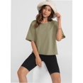 thumbnail image 2 of Women's Summer Casual Loose Fit Plain Soild Basic Short Sleeve Crop Tops T-Shirts, 2 of 4