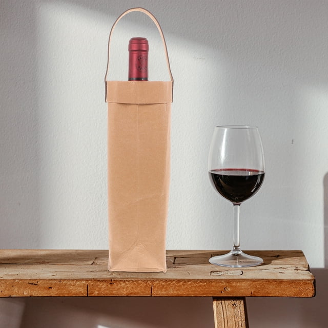 RENACLIPY Bolsa Portátil Para Vino Color Marrón Con Asa De PU Y Tela Resistente Para Transporte Y Regalo
