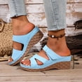 thumbnail image 6 of Busydd Slides for Women Comfortable Hook-and-Loop Strap Slip on Beach Sandals Casual Summer Open Toe Wedge Sandals 43, 6 of 9