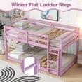 thumbnail image 6 of UHOMEPRO Twin Over Twin Bunk Bed for Kids, Solid Wood Low Floor Bunk Bed with Safety Rail and Ladder, Heavy Duty Kids Bunk Bed, Space-Saving Bed Frame for Bedroom, Pink, 6 of 13