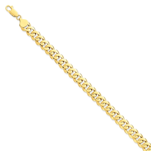 14k Yellow Gold 8.5mm Hand Polished Link Chain Bracelet H