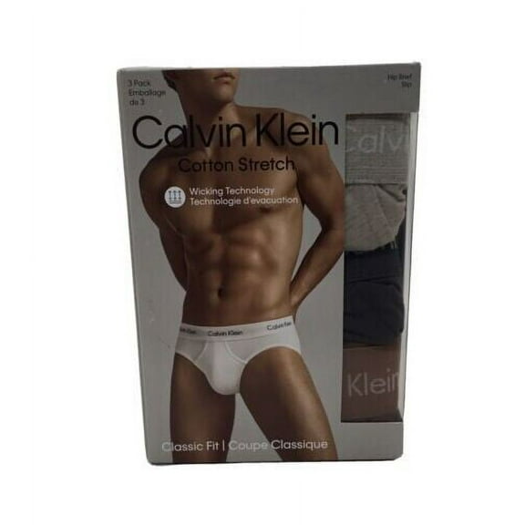 Calvin Klein Men's Underwear Cotton Stretch 3 - Pack Hip Brief, Multicolor, XL