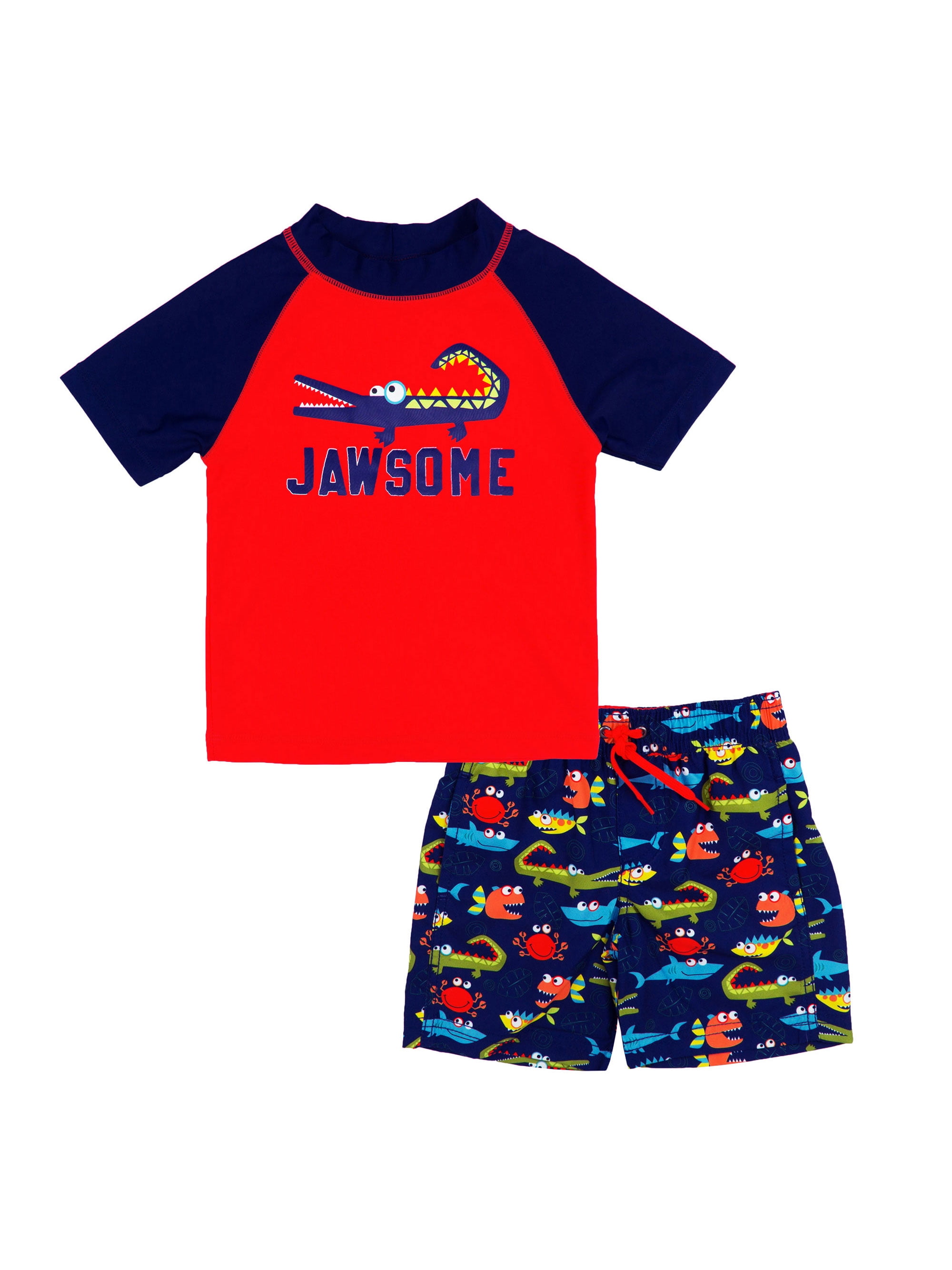 KIKO /& MAX Boys Swimsuit Set with Short Sleeve Rashguard Swim Shirt