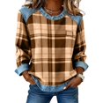 thumbnail image 4 of Chuancc Ladies Sweaters Cute Pullover for Women Cozy Sweatshirt Sweatshirts for Women Trendy Patchwork Tops Women Cropped Sweatshirts for Women Winter Sweatshirt for Women Women Winter Clothes M, 4 of 5