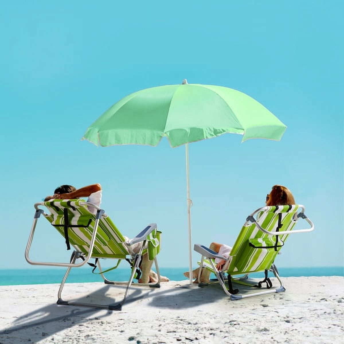 63*65*82cm Short Oxford Cloth Silver White Aluminum Tube Bearing 100kg Beach Chair Green Stripes
