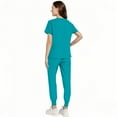 thumbnail image 5 of STICHOU Scrubs Sets for Women 2 Piece Nurse Working Uniforms Casual Comfy Solid V-Neck Caregiver Top and Drawstring Waist Pants with Pockets Blue 2XL, 5 of 6