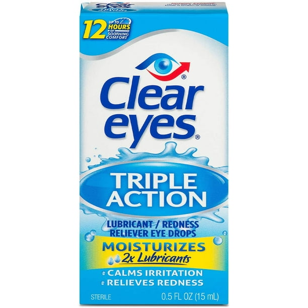 Clear Eyes Triple Action Lubricant Redness Reliever Eye Drops 0.5 oz