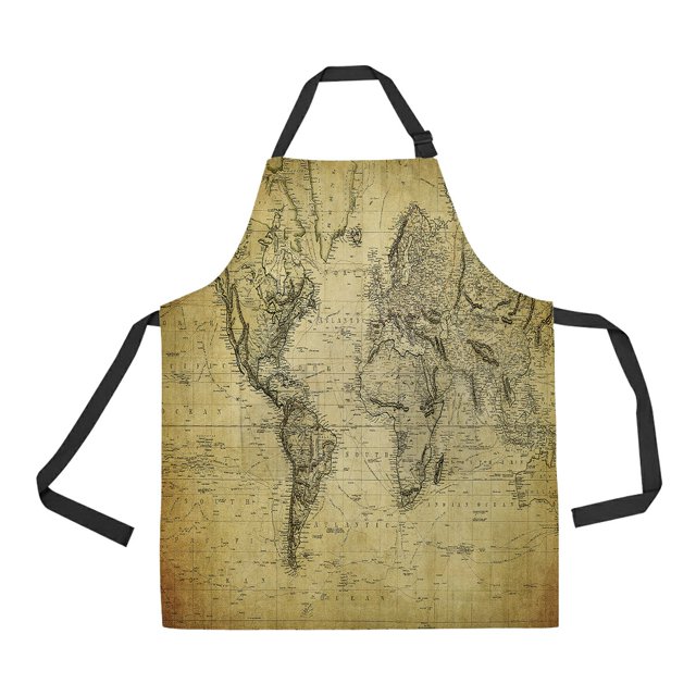 ABPHQTO Vintage mapa del mundo delantal hogar cocina delantal con bolsillos
