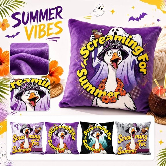 Halloween Throw Pillow Covers 18x18 Inch, Rustic Linen Printed Decorative Square Pillowcases, Farmhouse Holiday Cushion Covers for Couch Sofa Living Room Bedroom Outdoor Home Decor