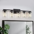 thumbnail image 6 of 5-Light Bathroom Light Fixtures, Black Bathroom Vanity Light with Clear Glass Shade, Vanity Lights for Bathroom Lighting Hallway, 6 of 8