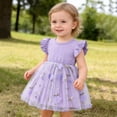thumbnail image 3 of SGMVNU Toddler Baby Girls Tutu Dress Ruffle Sleeve Flower Girl Dress Cute Summer Casual Sun Dresses for Birthday Party, Purple, 2-3 Years, 3 of 8