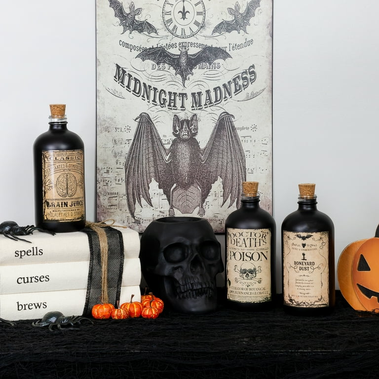 2- 12 Clear Glass Bottles, Olive Oil/Vinegar, Halloween Potions, Decorative