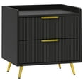 thumbnail image 1 of HOMCOM Table de Chevet, Table de Nuit avec 2 Tiroirs pour Chambre, Noir, 1 of 9