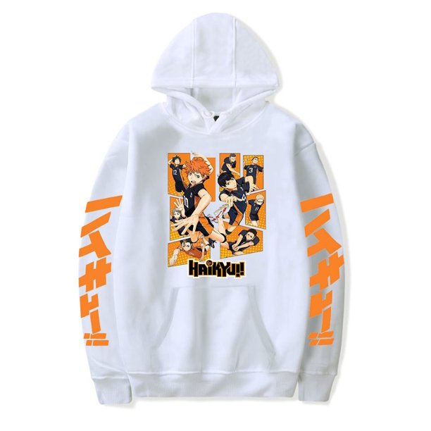 Haikyu!! Sudaderas con capucha de juego, chaqueta informal para niños y adultos, tallas para niños, jersey de Cosplay Hinata Shoyo, Jersey UnisexBlanco AXS Deng Xun unisex