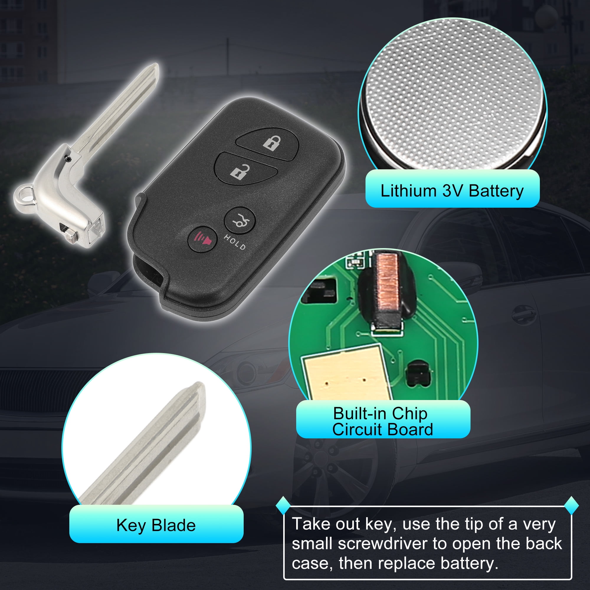 HYQ14AAB 314.3MHz Replacement Keyless Entry Remote Smart Key Fob for Lexus ES350 GS300 GS350 GS430 GS450h GS460 IS250 IS350 LS600h No.271451-0140/89904-30270/89904-50380 4 Buttons