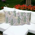 thumbnail image 4 of Set of Three 16" X 16" Gray and Purple Botanical Indoor Outdoor Throw Pillow, 4 of 5