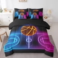 thumbnail image 1 of Erosebridal Ensembles de Literie de Basketball Grand Lit, Ensemble de Lit Dégradé Terrain de Basketball Grand Lit, Noir Or, 7 Pcs Réversible, 1 of 5