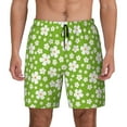 thumbnail image 2 of Goofa Green White Flowers Printed Men's Swim Trunks Board Shorts Quick Dry Mens Swimming Trunks with Compression Liner,Breathable Fit Hawaii Beach Shorts-3X-Large, 2 of 9