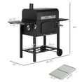 thumbnail image 2 of 48.8" Charcoal Grill, BBQ with Adjustable Height, Portable Barbecue with Folding Shelves, Thermometer, Bottle Opener & Wheels for Outdoor Camping, Picnic, Patio, Backyard, Black, 2 of 9