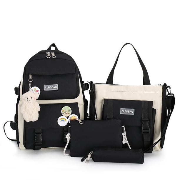 Conjunto de 4 piezas de mochila Harajuku para mujer, bolso escolar de lona para ordenador portátil, mochila Kawaii para estudiantes universitarios y niños xuanjing unisex