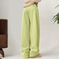 thumbnail image 3 of Gyexs Travel Pants Women Petite High Waist Yoga Pants Loose Wide Leg Palazzo Trousers with Pockets, #03 Light Green, Size L, 3 of 6