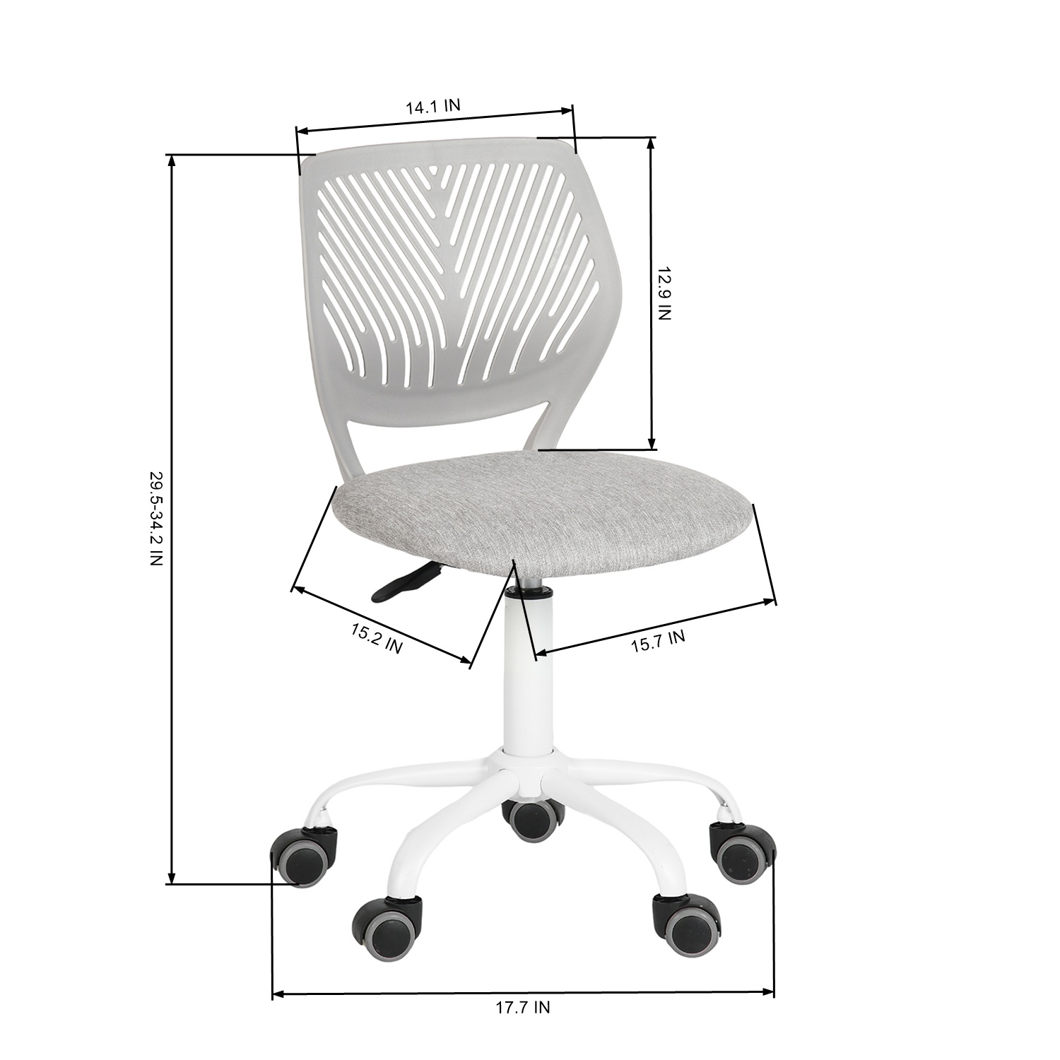 Ergonomic Mesh Office Chair, Height Adjustable Swivel Task Chair with Lumbar Support, Breathable Mesh Chair with PU Casters & 5-Star Base for Home Office Study