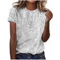 thumbnail image 3 of Ichuanyi Women's Printed Tops Summer Short Sleeve Crew Neck Shirts Casual Blouses for Women Pullover Tops Tee Shirt, 3 of 6