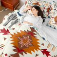 thumbnail image 4 of Homewish Tribal Boho Aztec Twin Bedding Sets 7-Piece for Teen, Retro Orange Abstract Bedding Comforter Set, Southwestern Reversible Sheet Sets, Super Cozy Room Decor, 4 of 7