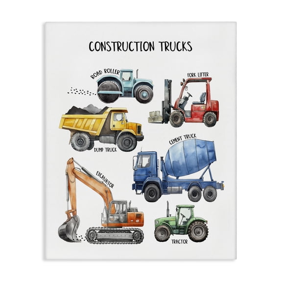 Stupell Industries Eclectic Construction Trucks Machinery Canvas Art, 16 x 20, by Christine Simpson Art