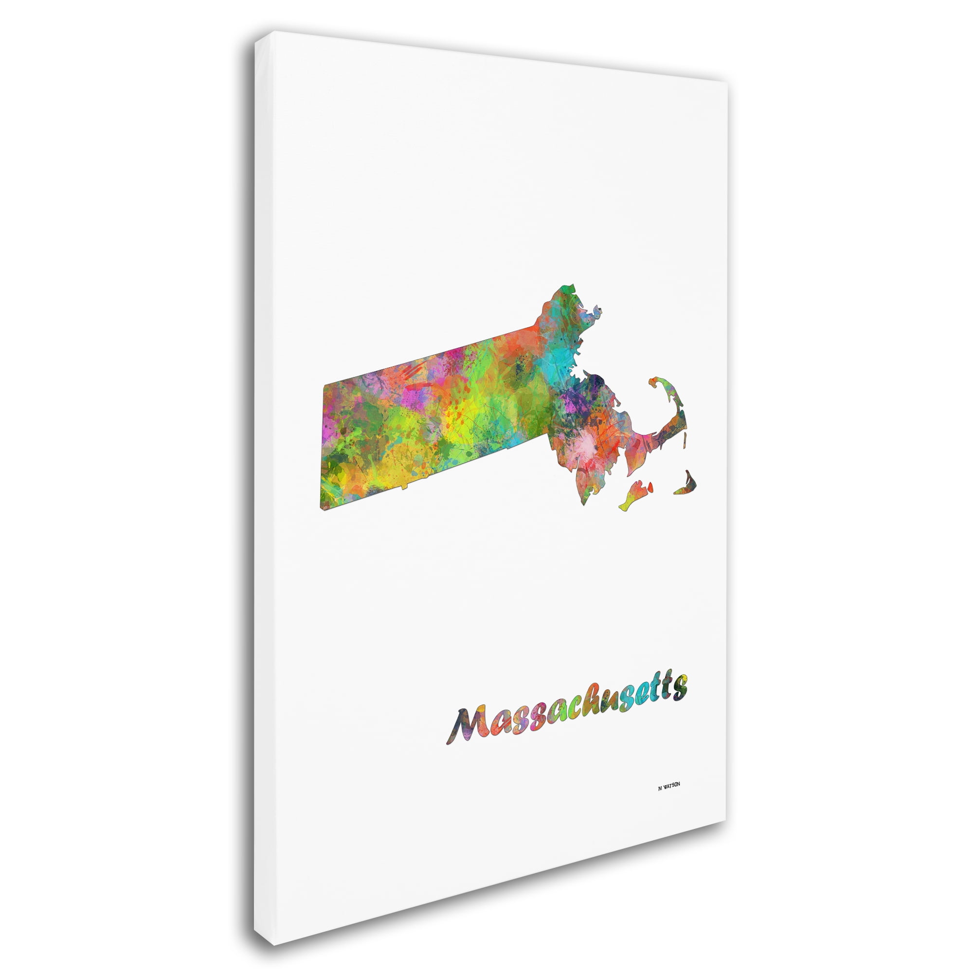 Trademark Fine Art "Massachusetts State Map-1" Canvas Art by Marlene Watson
