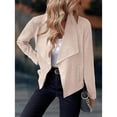thumbnail image 5 of Women's Faux Suede Jacket Fashion Autumn Long Sleeve Front Opening Cropped Coat, 5 of 7