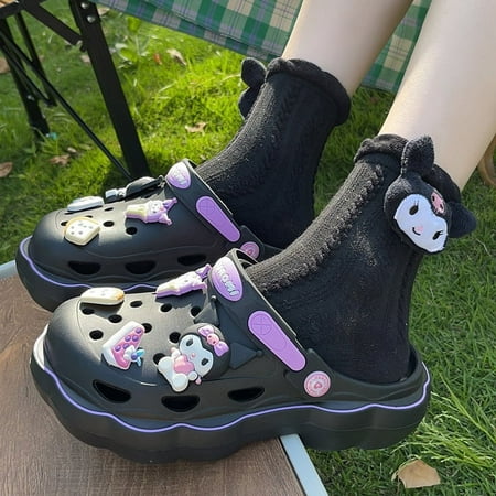 

Miniso Anime Sanrio Hello Kitty Sandals Kuromi My Melody Creativity Thick Heels Eva Non-Slip Two Wear Slippers Beach Hole Shoes