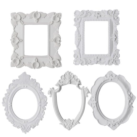 5 Pcs Vintage Mini Resin Picture Frames, Small Antique Wall-hanging Frames For DIY Art, Multipurpose Display Frames For Jewelry Photography