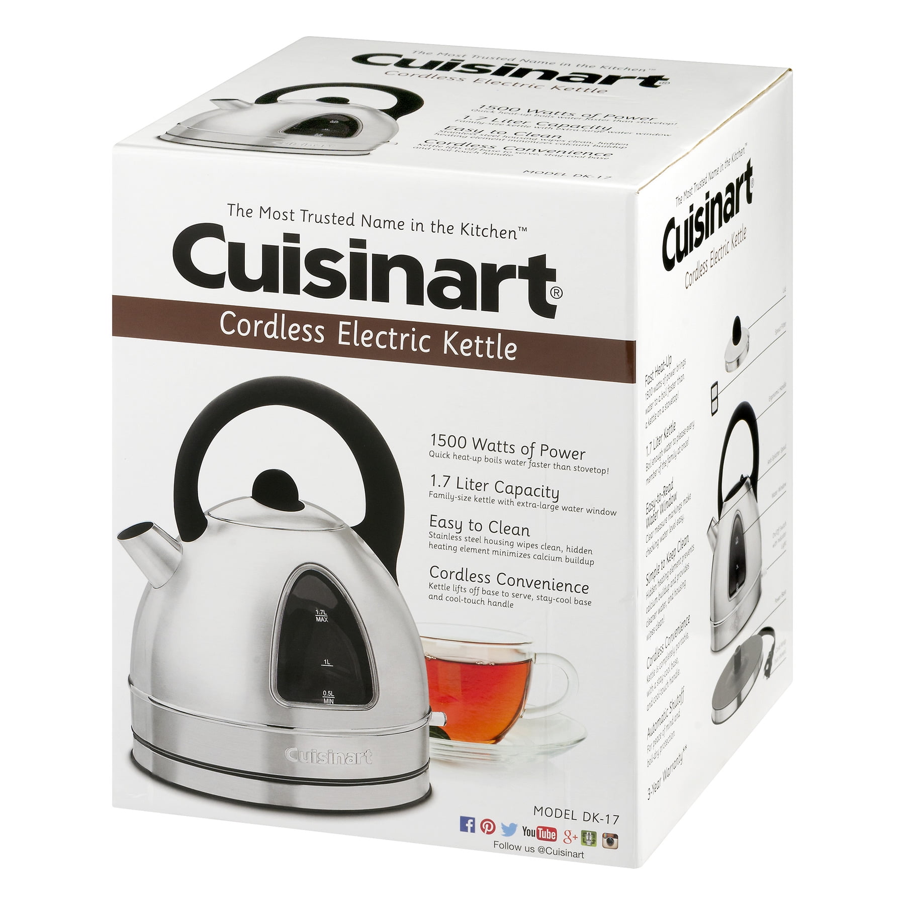 STAY by Cuisinart WCK170W White 1.7 Liter Electric Kettle - 120V
