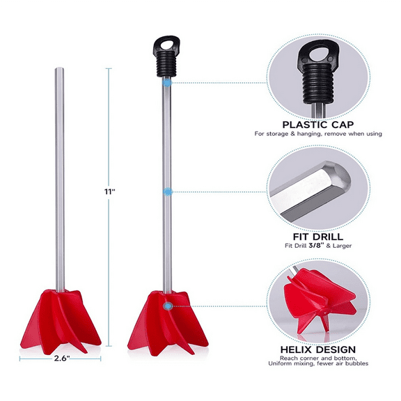Helix Resin Mixer for Drill, Fast-Mixing & Strong Drill Attachment Work with 3/8Inch & Larger Drills, Paint Mixer