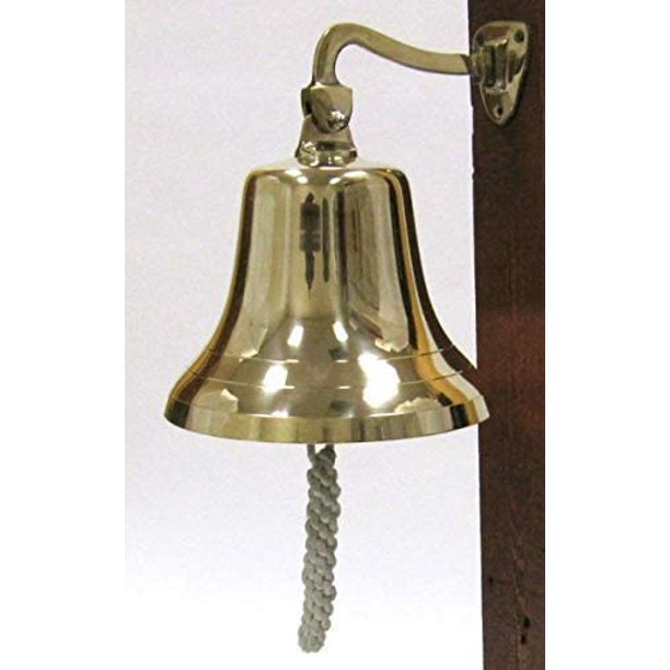 Enormous Wall Hanging Ship Bell with Rope Polished Dinner Bell Tip Bell Indoor/Outdoor Nautical